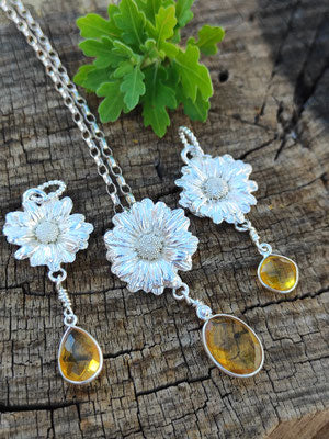 Chrysanthemen Anhänger mit Citrin Nr. 1