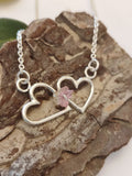 Kette mit Herzpärchen und Turmalin Blüte