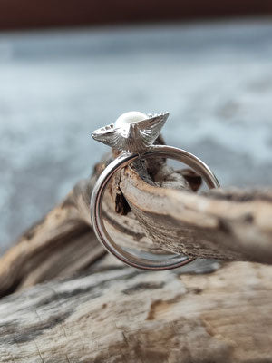 Mini Muschel Ring mit Perle