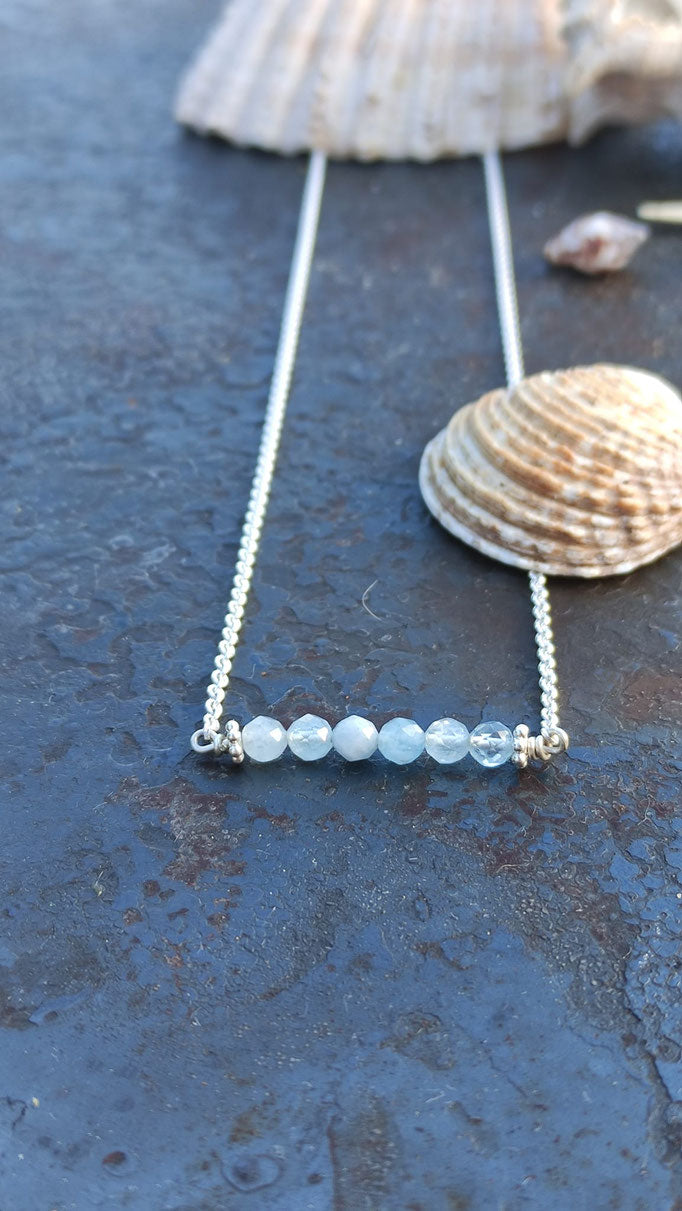 Silber Kette mit Aquamarin