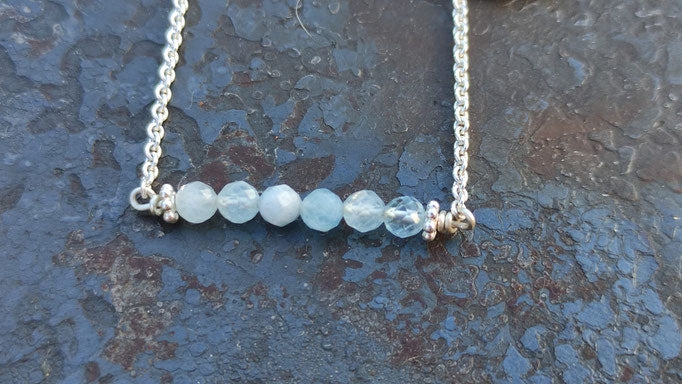 Silber Kette mit Aquamarin
