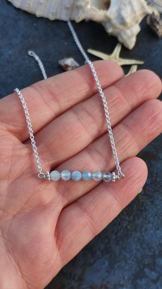 Silber Kette mit Aquamarin