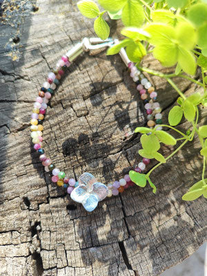 Buntes Turmalin Armband mit Hortensien Blüte