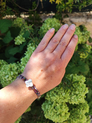 Buntes Turmalin Armband mit Hortensien Blüte