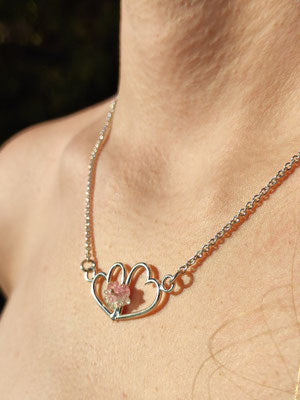 Herzpärchen Kette mit Turmalin Blüte