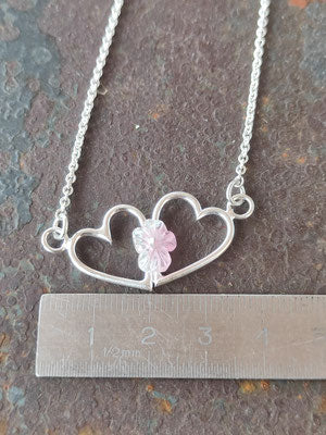 Herzpärchen Kette mit Turmalin Blüte