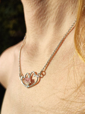 Herzpärchen Kette mit Turmalin Blüte