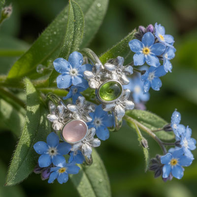 Vergissmeinnicht Ring mit Peridot