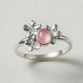 Vergissmeinnicht Ring mit Rosenquarz