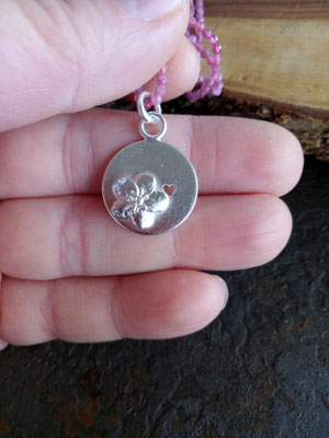 Talisman Anhänger mit Turmalin Kette und Vergissmeinnicht mit Herz