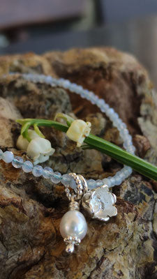Maiglöckchen Kette mit Aquamarin