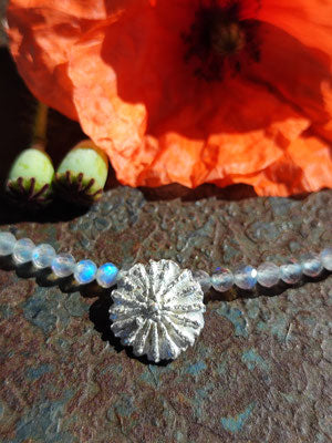 Mohn deckel Kette mit Labradorith