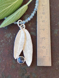 Neu Salbei Blatt Anhänger mit zwei Blättern und Labradorith