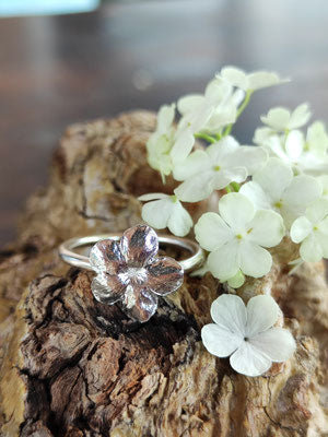 Schneeball Hortensien Ring mit großer Blüte