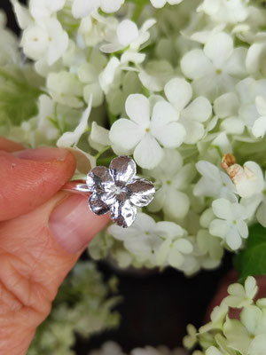 Schneeball Hortensien Ring mit großer Blüte