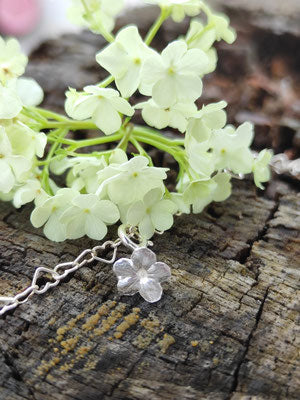 Mini Schneeball Hortensie Anhänger mit Karabiner
